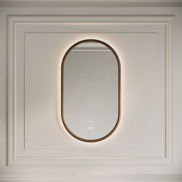 Lumiere Oval Pill Mirror 550mm - Walnut